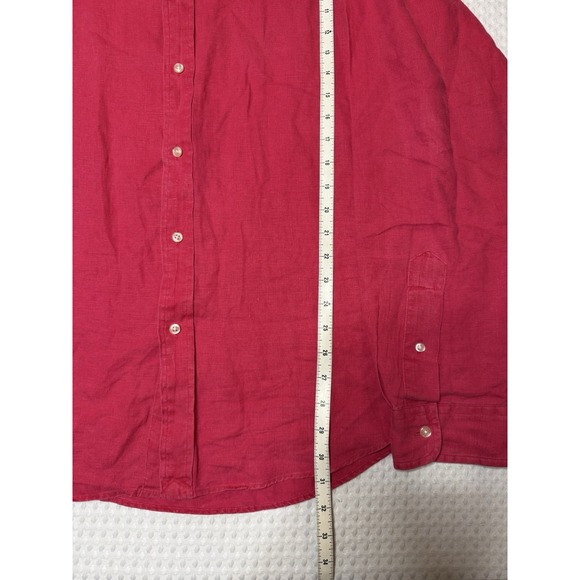 Ralph Lauren Polo Linen Shirt Long Sleeve XL Slim Fit Button Down Pink Fuchsia - Picture 7 of 9